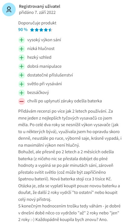 Recenze a zkušenosti s tyčovým vysavačem Electrolux PQ91-50MB