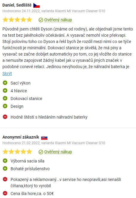 Recenze a zkušenosti s tyčovým vysavačem Xiaomi Mi G10