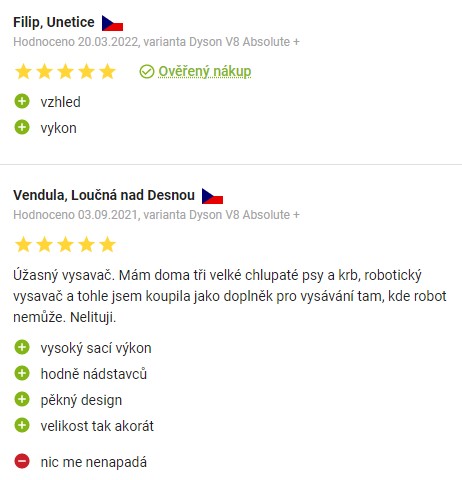 Recenze a zkušenosti s vysavačem Dyson V8 Absolute+ na Alze