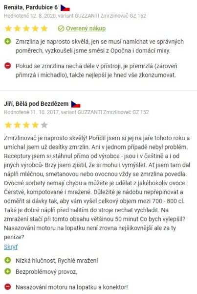 Recenze a zkušenosti se zmrzlinovačem Guzzanti GZ 152 na Alze