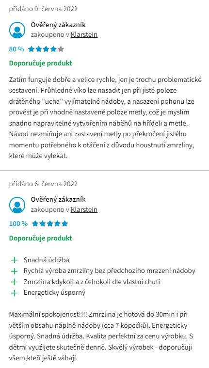 Recenze a zkušenosti se zmrzlinovačem Klarstein Sweet Dreams